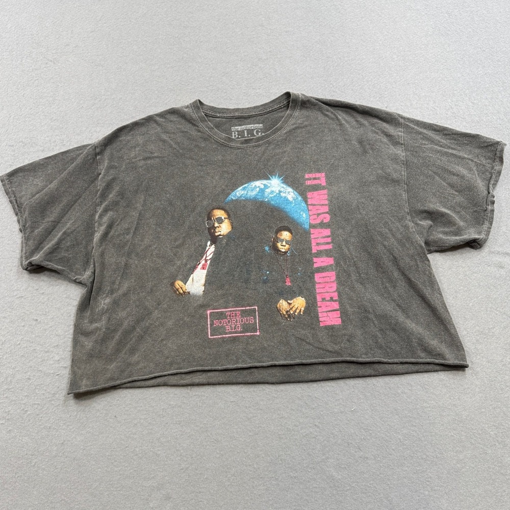 The Notorious B.I.G. Shirt Womens S/M Gray It Was All A Dream Cropped HipHop Rap